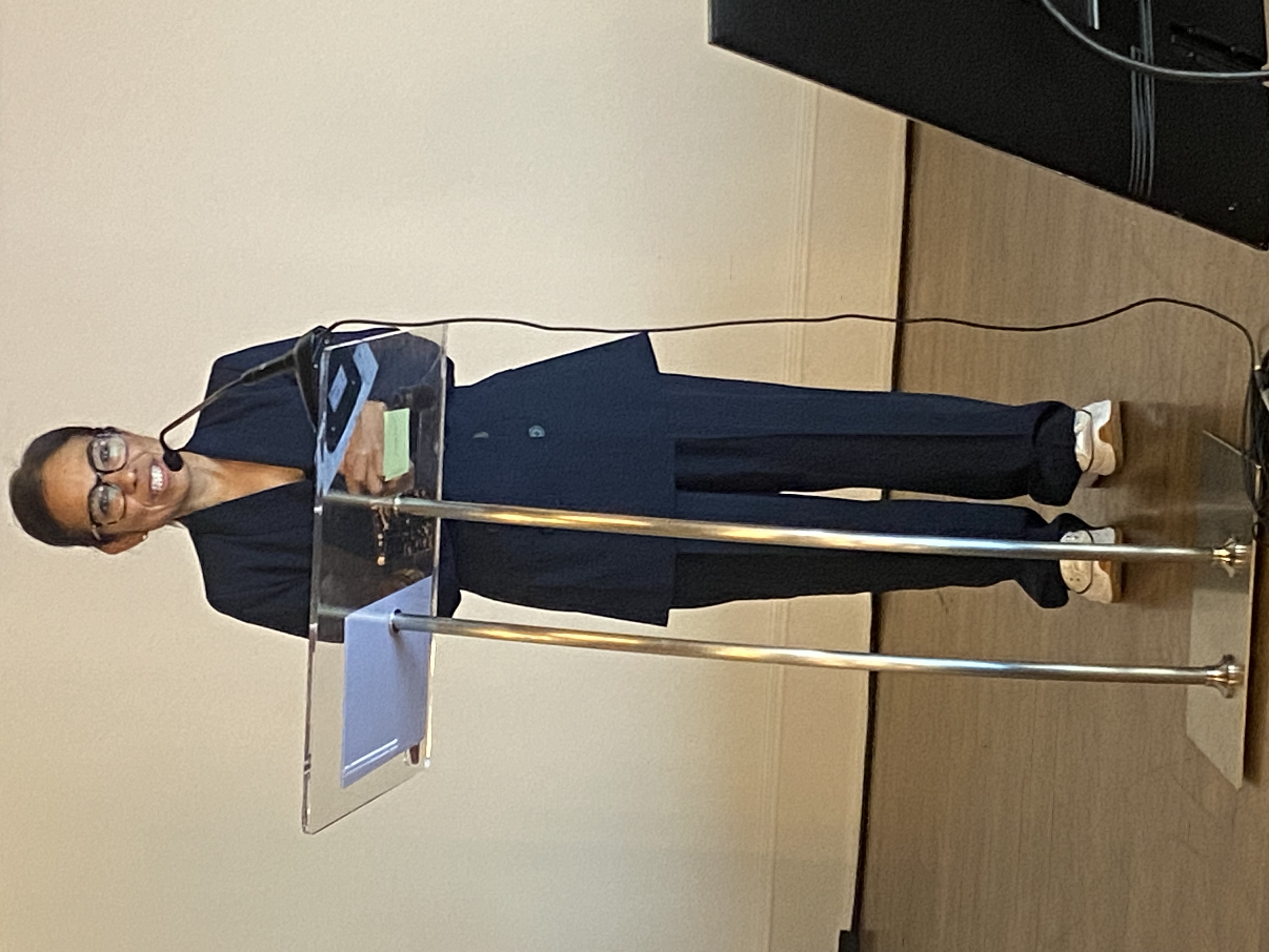 A speaker at the podium